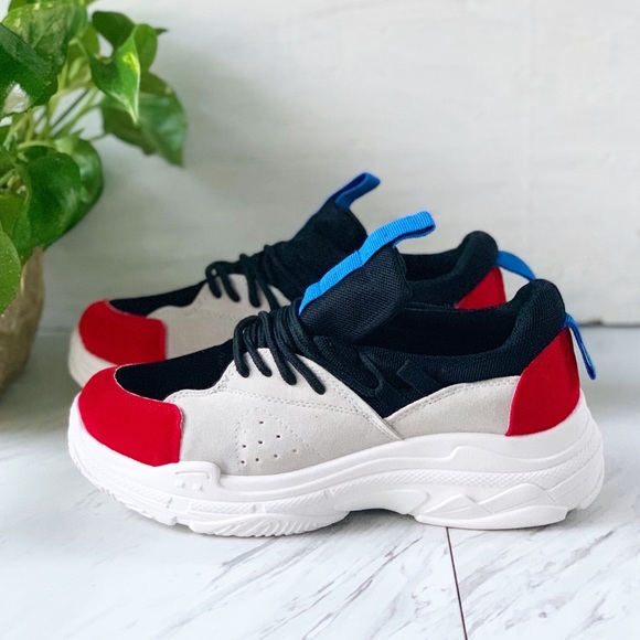 Blue Gray Red Color Daddy Sneakers Trainers - Picture 7 of 8